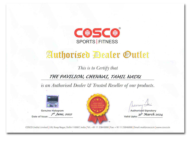 Cosco Authorized Dealer Certificate