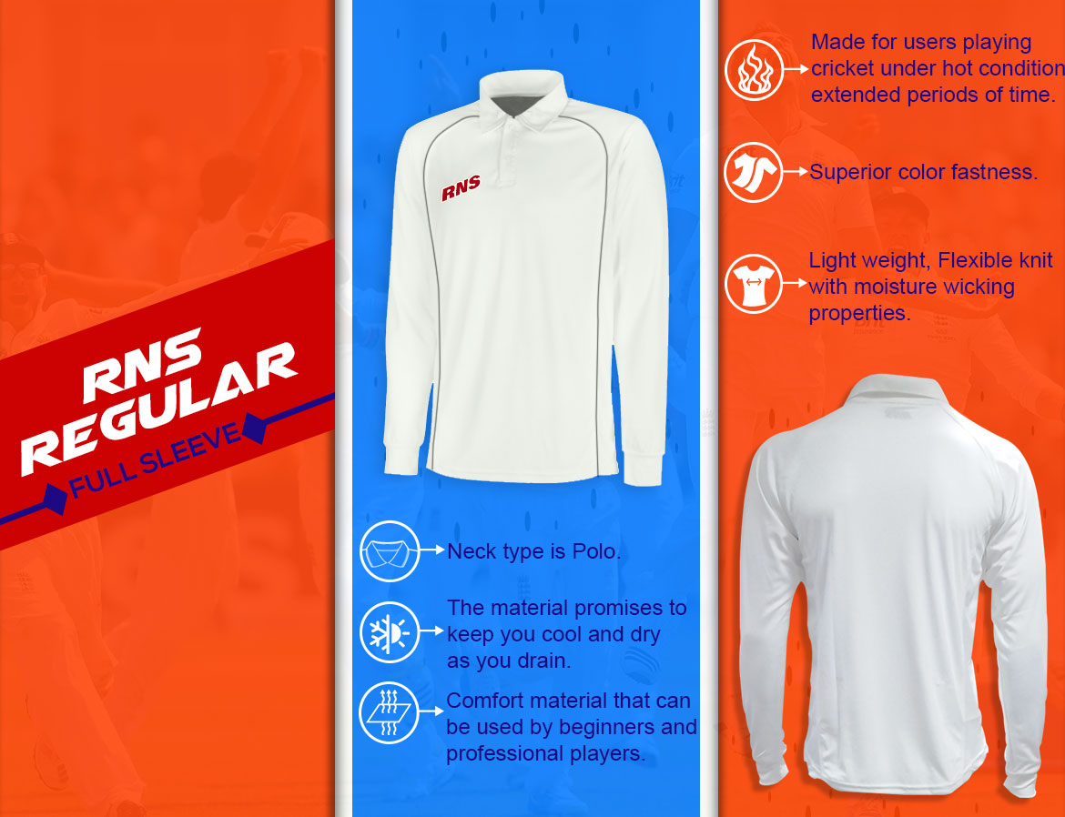 RNS Regular Full Sleeve Cricket T-shirts Features
