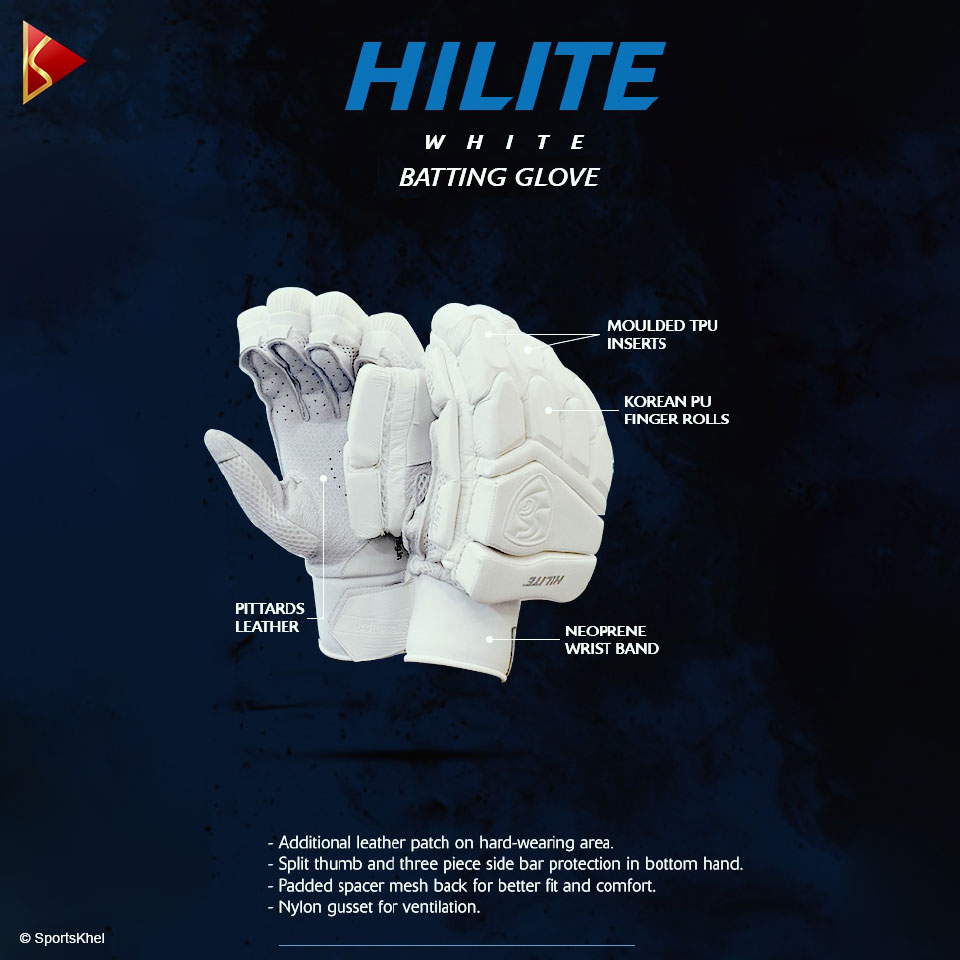 SG Hilite White Batting Gloves Features