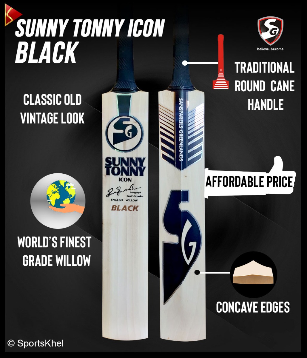SG Sunny Tonny Icon Black Cricket Bat Features