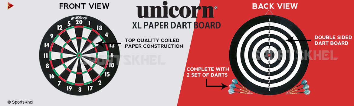 Unicorn XL Paper 17"x3/4" Dart Board Features